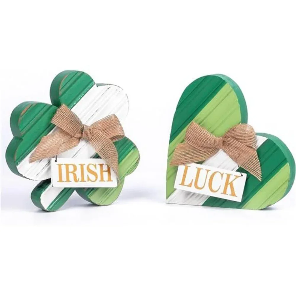 Valery Madelyn St Patrick's Day Decorations for Table, 2 Pcs Wooden Shamrock St